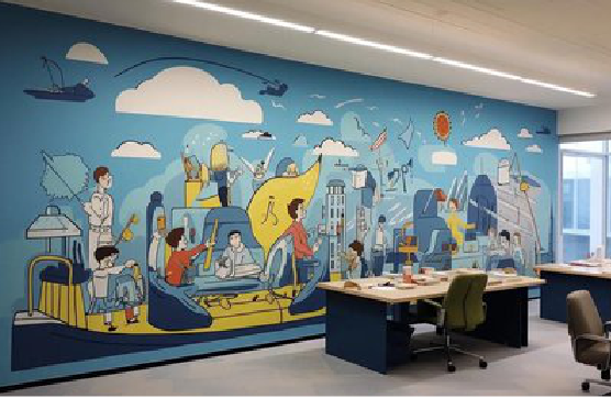 米脂办公室墙绘的特点。