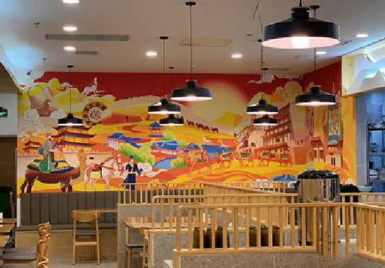 米脂商业空间彩绘介绍。