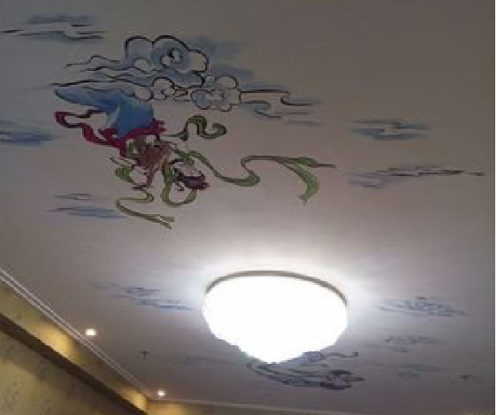 米脂如何快速绘制天花板上的手绘墙？