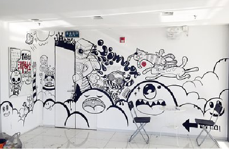 米脂手绘墙并非传统涂鸦。